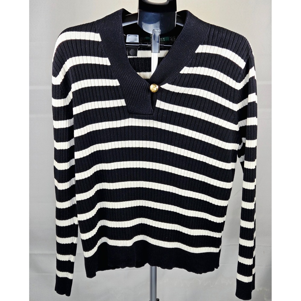 Lauren Ralph Lauren 100% Cotton Preppy Heritage Striped Sweater, Size 2X